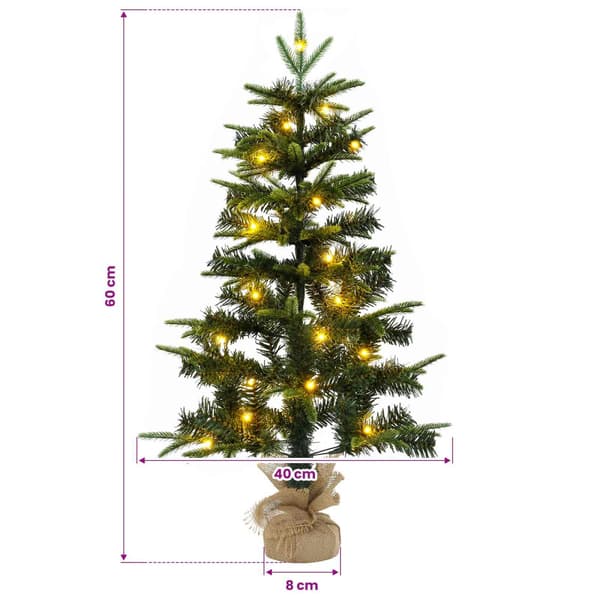 Mini julgran 60 cm 25 LED-lampor Varmvit PVC och PE Grön