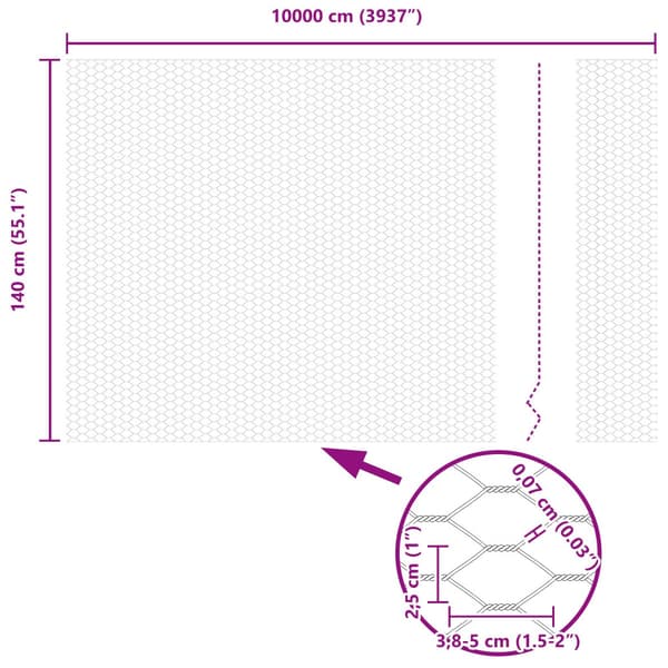 Hexagonstängsel Grön 1,4 x 100 m PVC