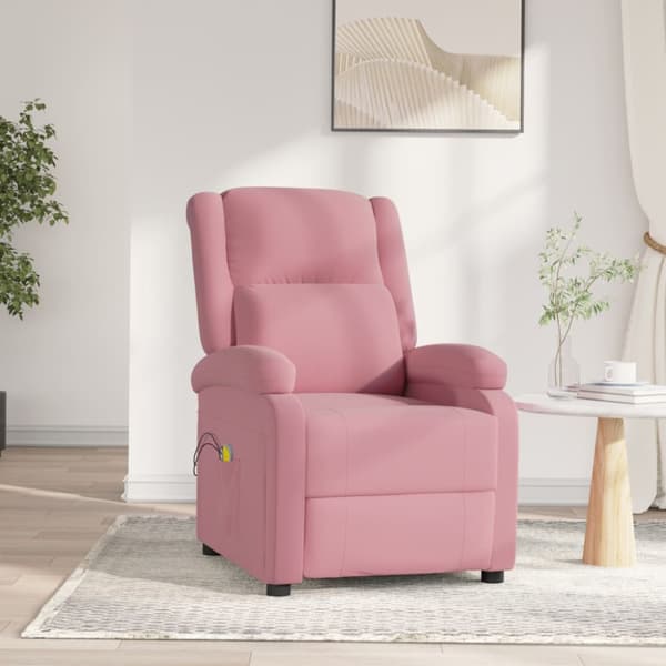 Elektrisk massagefåtölj rosa sammet