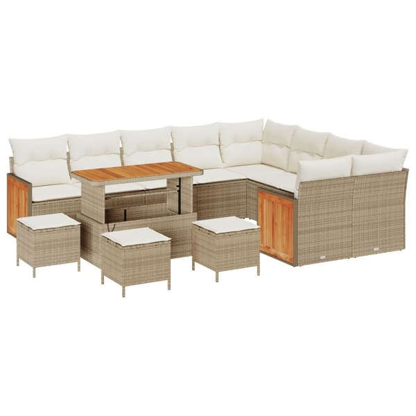 Trädgårdsoffset 14 pcs Beige och gräddfärgad konstrotting