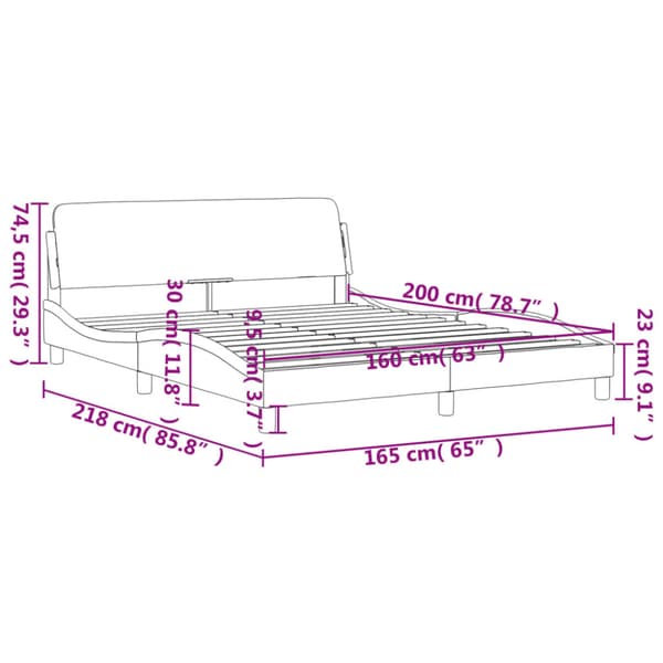 Bed Frame "Dover" Dark Brown 160x200 cm Fabric
