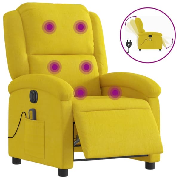 Elektrisk massagefåtölj gul sammet