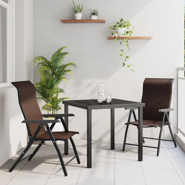 Trädgårdsmöbelset 3 pcs Brun Pulverlackerat stål
