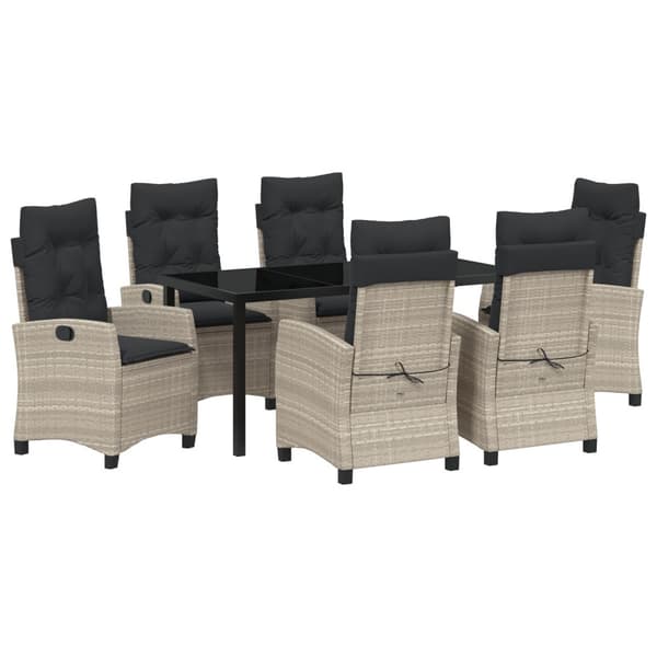 Trädgårdsmöbelset med kudde 7 pcs Ljusgrå konstrotting
