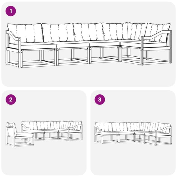 Utomhussoffset med kudde 5 pcs Naturlig och Grädde