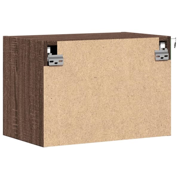 Väggmonterade sängbord med LED-lampor 2 st brun ek