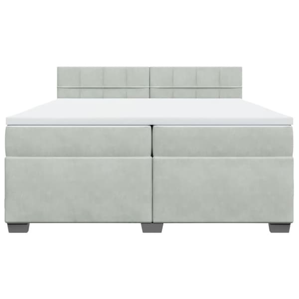 Ramsäng med madrass ljusgrå 200x200 cm sammet