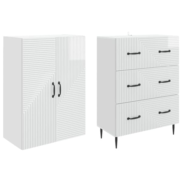 Skåpset 2 pcs Vit högglans 66 x 34,5 x 90 cm Konstruerat trä