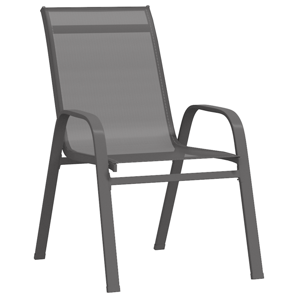 Trädgårdsmöbelset 5 pcs Grå och svart Pulverlackerad stål
