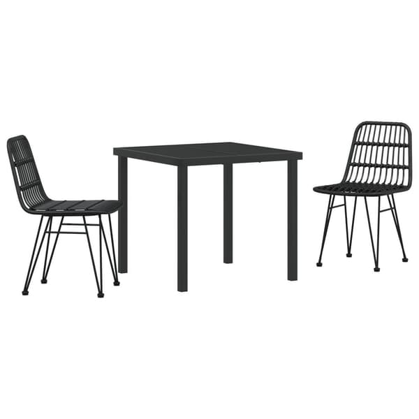 Trädgårdsmöbelset 3 pcs Svart Pulverlackerat stål