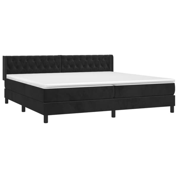 Ramsäng med madrass svart 200x200 cm sammet