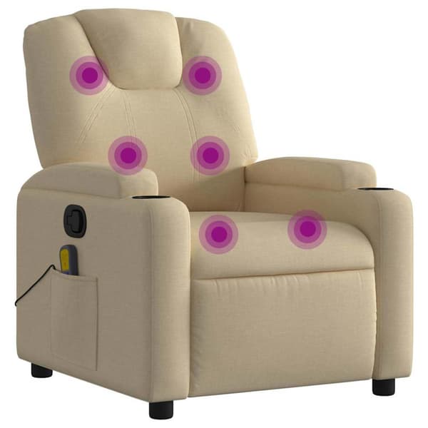Massagefåtölj krämfärgad tyg