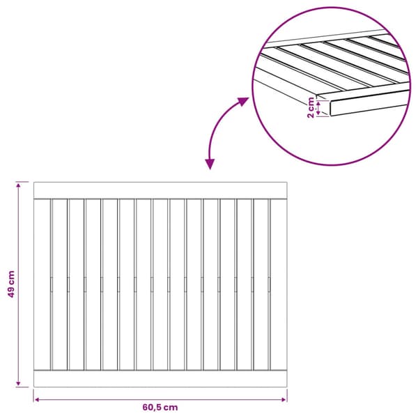 Bordsskiva 60,5 x 49 x 2 cm Rektangulär Massivt Akaciaträ Vit
