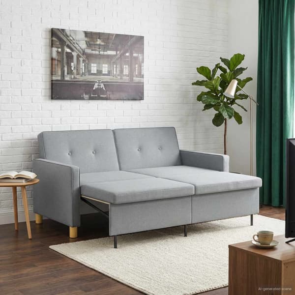Pull Out Sofa Bed Ljusgrön Tyg
