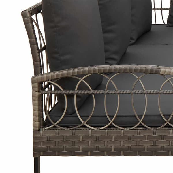 Trädgårdsoffset med kudde 2 pcs Grå Poly Rattan och stål