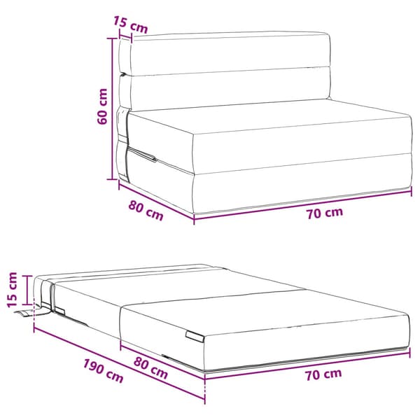Fällbar Soffbed Blå 70 x 80 x 60 cm Tyg