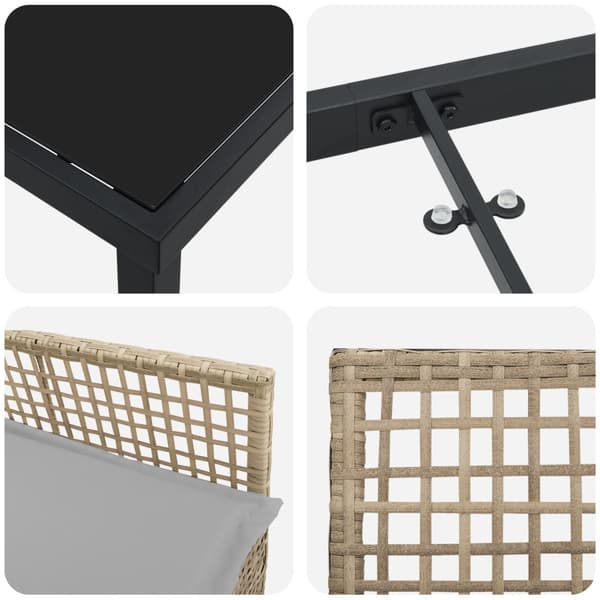 Trädgårdsmöbelset med kudde 7 pcs Beige konstrotting