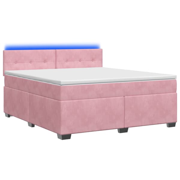 Boxspring säng med madrass och LED Rosa 140 x 200 cm Sammet