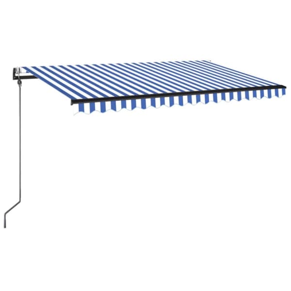 Automatisk markis med vindsensor & LED 450x350 cm blå och vit