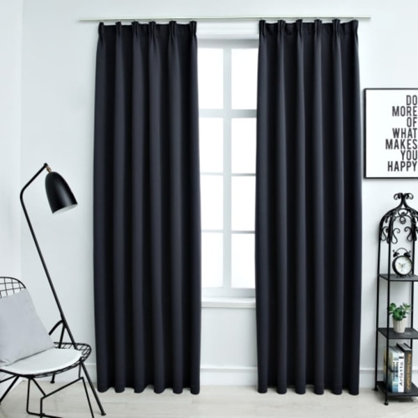 Mörkläggningsgardiner med krokar 2 st antracit 140x225 cm