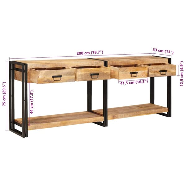 Konsolbord 2 pcs Brun 200 x 33 x 75 cm Massivt mangoträ