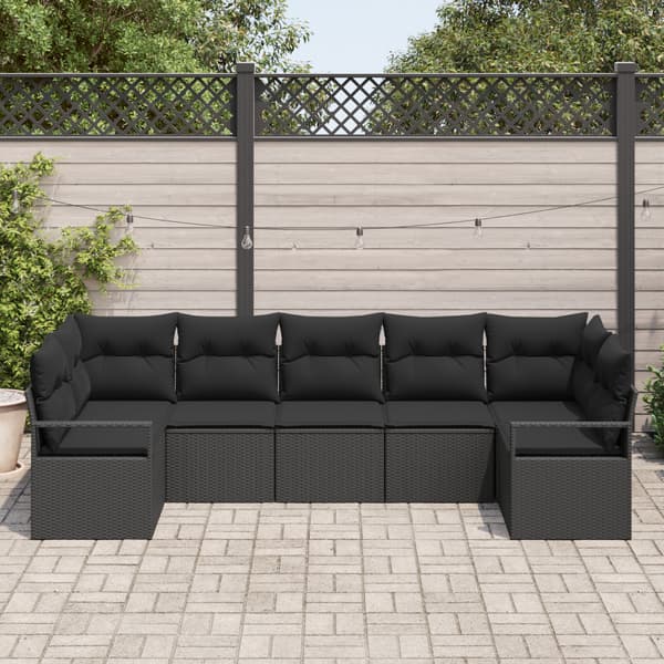 Soffset med kudde 7 pcs Svart konstrotting