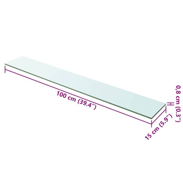 Hyllplan glas genomskinlig 100x15 cm