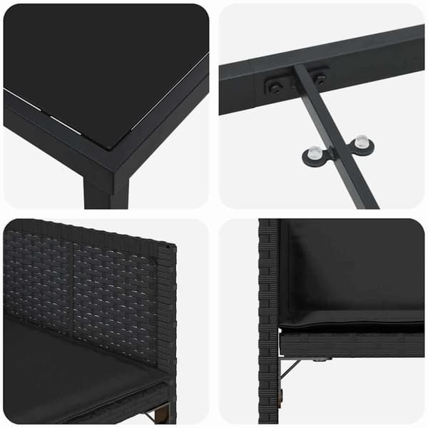 Trädgårdsmöbelset 5 pcs Svart konstrotting
