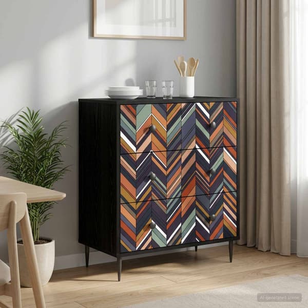 Kommode OMMEN Geometrisk tryck 66 x 36,5 x 76 cm Svart ek