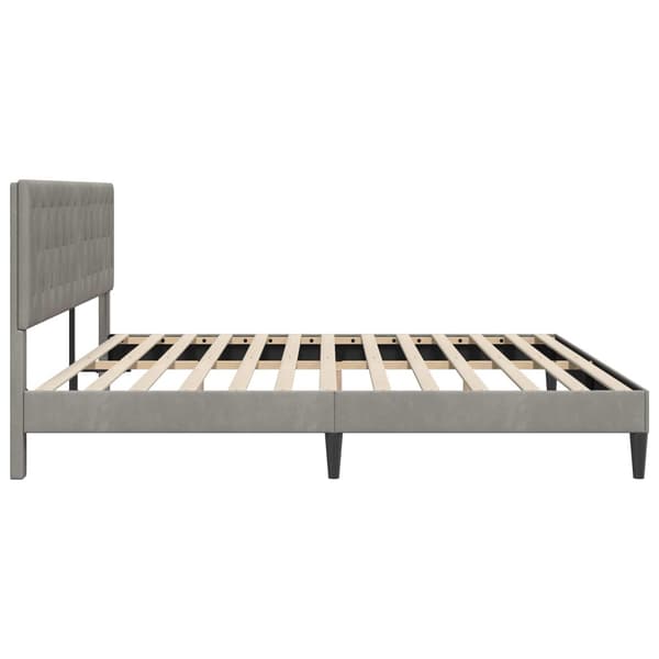 Sängram med huvudgavel Ljusgrå 200 x 200 cm Sammet