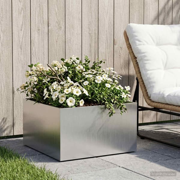 Trädgårdsplanterare Silver 60 x 60 x 30 cm Rostfritt stål