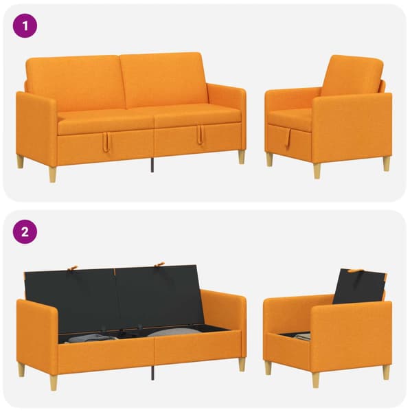 Soffgrupp med förvaring 2 pcs Mörkgul Polyester