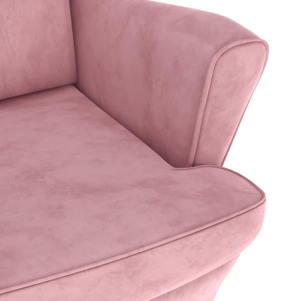 Öronlappsfåtölj med pall rosa sammet