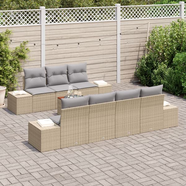 Trädgårdsoffset 8 pcs Beige och Ljusgrå konstrotting