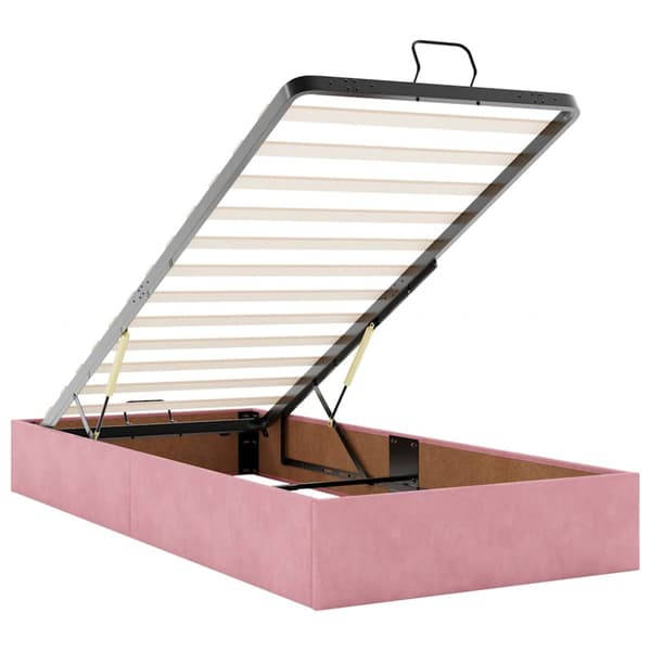 Ottoman sängram med madrasser rosa 100x200 cm sammet