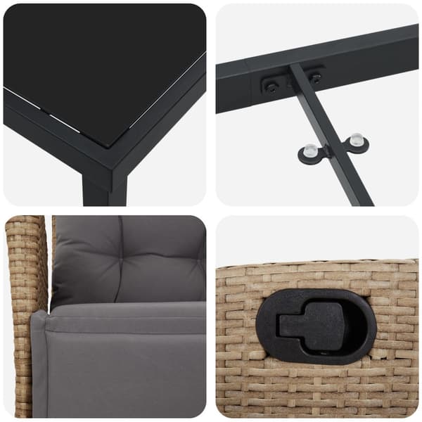 Trädgårdsmöbelset med kudde 9 pcs Beige konstrotting