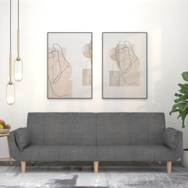 Bäddsoffa 2-sits med två kuddar ljusgrå tyg