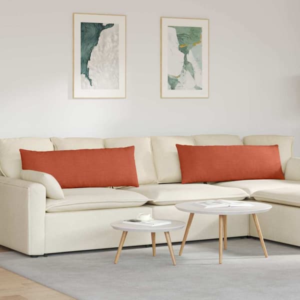 Sofakuddar 2 pcs Röd orange 120 x 40 cm Kordread tyg