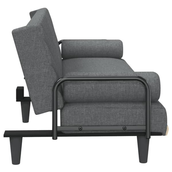 Bäddsoffa med armstöd mörkgrå tyg