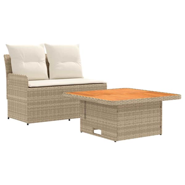 Trädgårdsarmsoffa med lyftbord 2 Stycke Beige och gräddfärgad