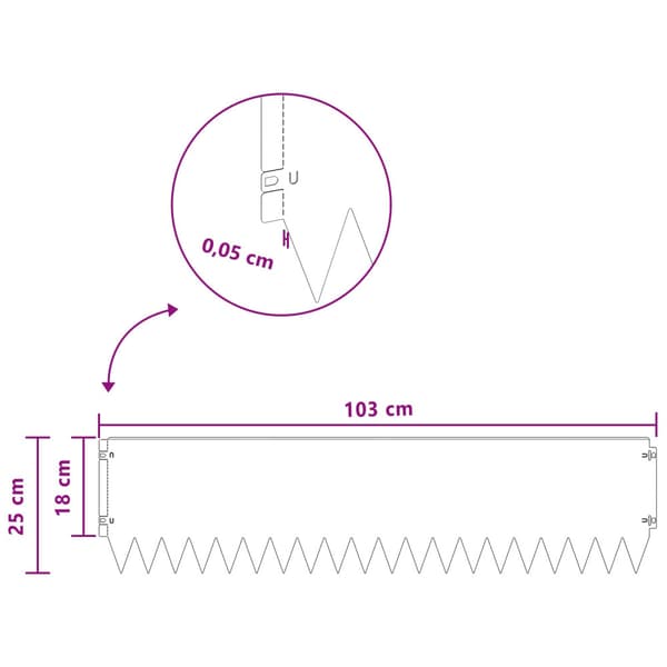 Kant för gräsmatta 10 pcs 103 x 25 cm Stål Vit