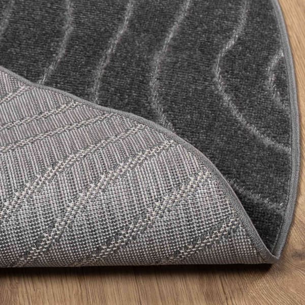 Områdesmattor Rund PALMERAS Antracit Ø 200 CM Polyester