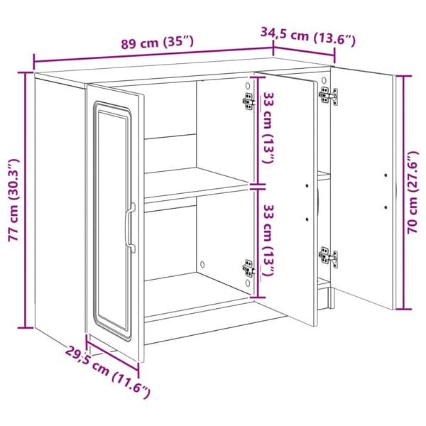 Sideboard Vit högglans 89 x 34,5 x 77 cm Konstruerat trä