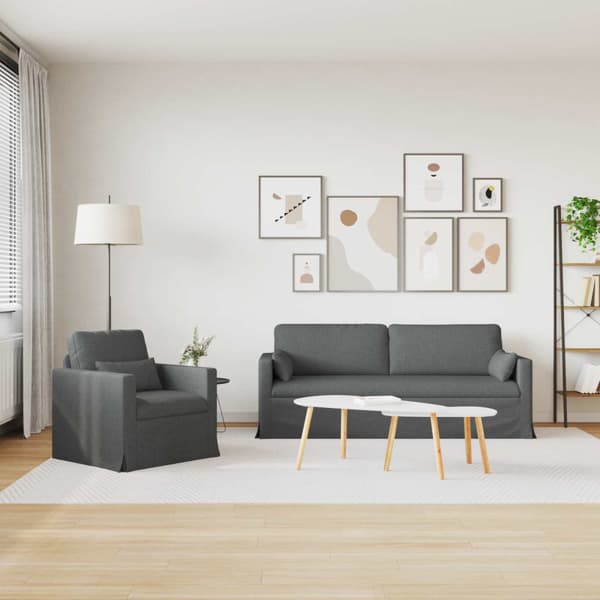 Soffset 2 pcs Mörkgrå 198 x 78 x 80 cm tyg