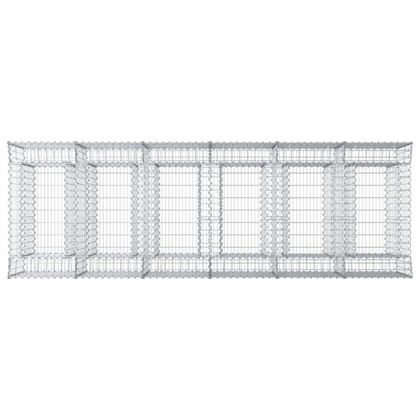 Gabion upphöjd säng 3 pcs Silver
