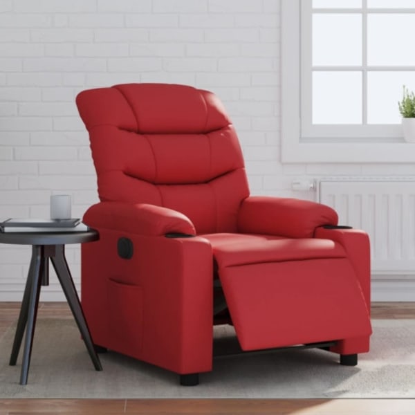 Elektrisk reclinerfåtölj röd konstläder