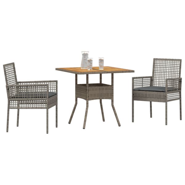 Trädgårdsmöbelset 3 pcs Grå konstrotting
