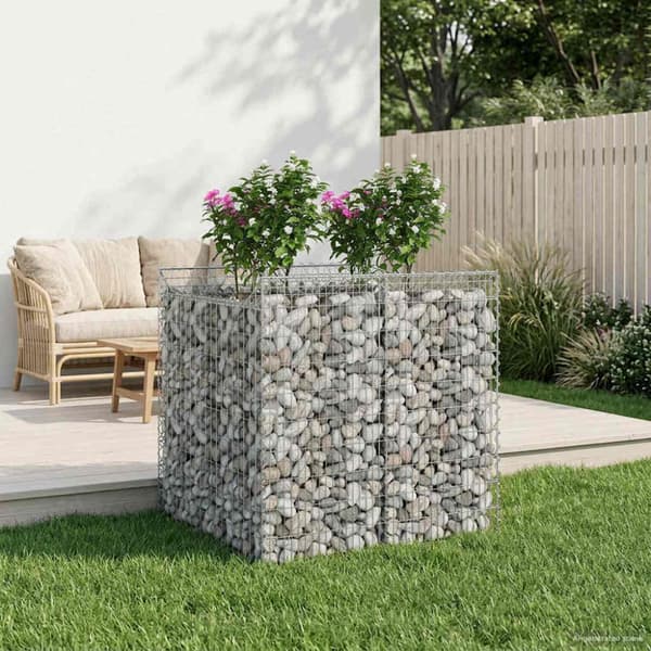 Gabion upphöjd säng 2 pcs Silver