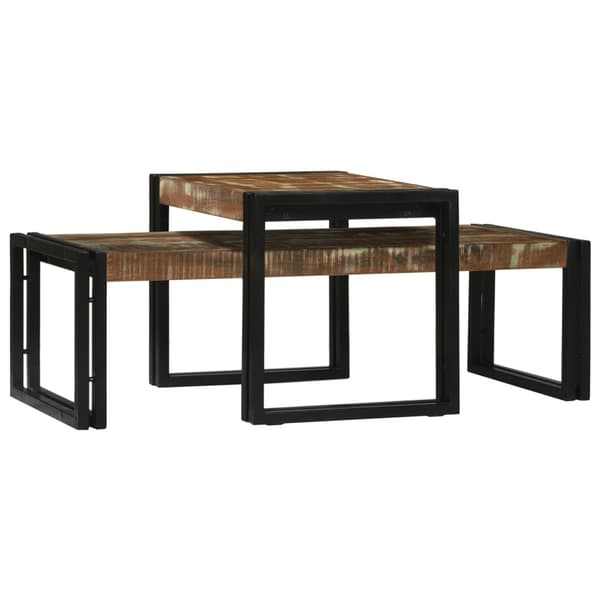 Kaffeebord 2 pcs Flerfärgsdesign Solid återvunnen trä