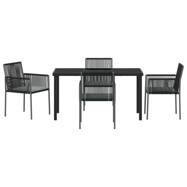 Trädgårdsmöbelset 5 pcs Svart PE Rattan